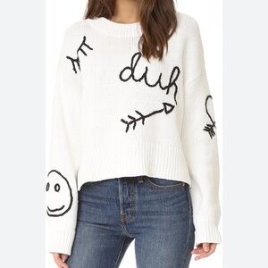 Wildfox‎ duh Beige Knit Oversized Sweater